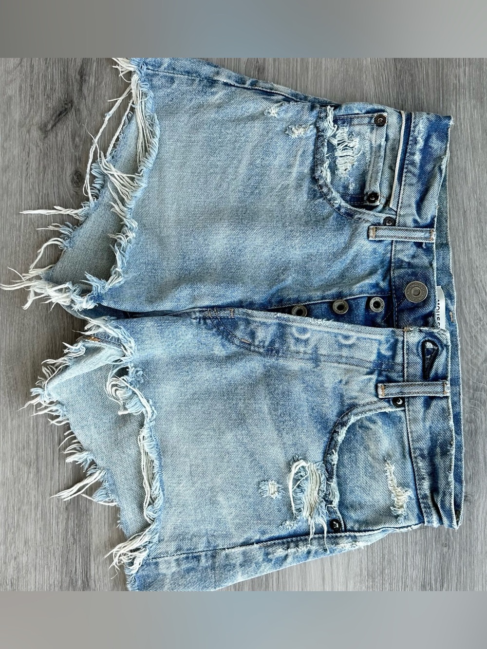 Moussy Light Blue Distressed Denim Cutoff Shorts